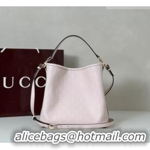 Best Price Gucci GG Leather Emblem Medium Bucket Bag 815103 Light Pink 2026
