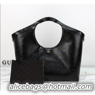 Best Price Gucci Giglio Large Tote Bag in Glossy Leather 853971 Black 2026