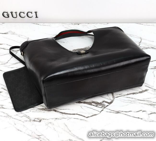 Best Price Gucci Giglio Large Tote Bag in Glossy Leather 853971 Black 2026