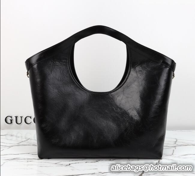 Best Price Gucci Giglio Large Tote Bag in Glossy Leather 853971 Black 2026