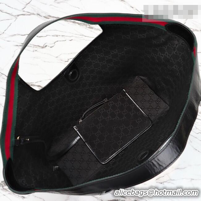 Best Price Gucci Giglio Large Tote Bag in Glossy Leather 853971 Black 2026