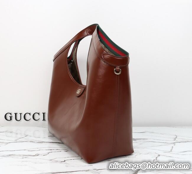 Top Quality Gucci Giglio Large Tote Bag in Glossy Leather 853971 Dark Brown 2026