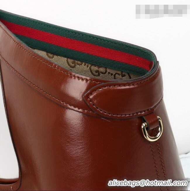 Top Quality Gucci Giglio Large Tote Bag in Glossy Leather 853971 Dark Brown 2026