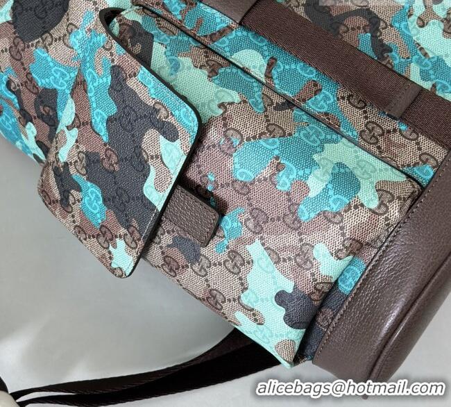 Top Grade Gucci Mens Ophidia Large Backpack Bag in Camouflage GG Fabric 839110 Blue 2026