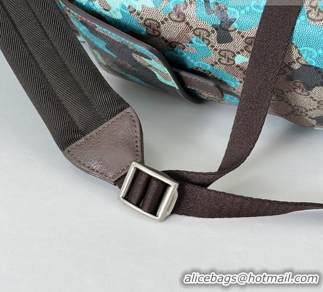 Top Grade Gucci Mens Ophidia Large Backpack Bag in Camouflage GG Fabric 839110 Blue 2026