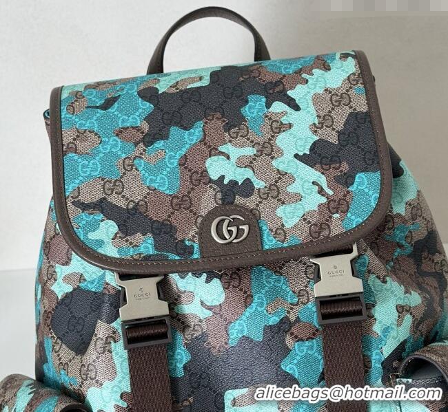 Top Grade Gucci Mens Ophidia Large Backpack Bag in Camouflage GG Fabric 839110 Blue 2026
