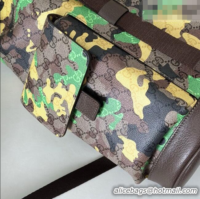 Top Quality Gucci Mens Ophidia Large Backpack Bag in Camouflage GG Fabric 839110 Green/Yellow 2026
