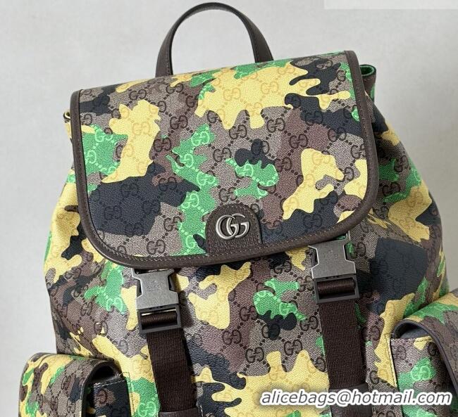 Top Quality Gucci Mens Ophidia Large Backpack Bag in Camouflage GG Fabric 839110 Green/Yellow 2026