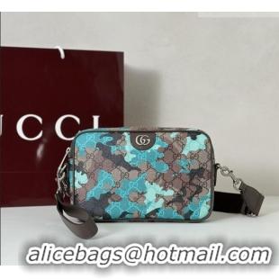 Super Quality Gucci Mens Ophidia small crossbody bag in Camouflage GG Fabric 839155 Blue 2026