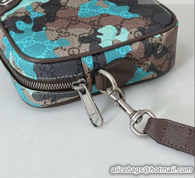Super Quality Gucci Mens Ophidia small crossbody bag in Camouflage GG Fabric 839155 Blue 2026