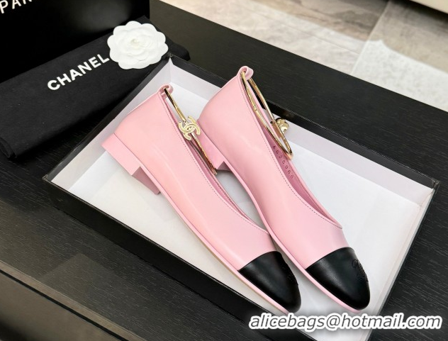 Best Grade Chanel Lambskin Leather Ballet Flats with Logo Loop G46932 Pink 2026