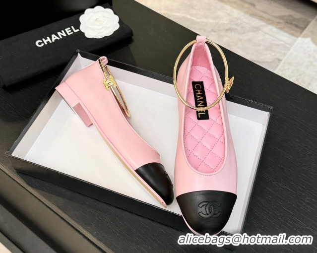 Best Grade Chanel Lambskin Leather Ballet Flats with Logo Loop G46932 Pink 2026