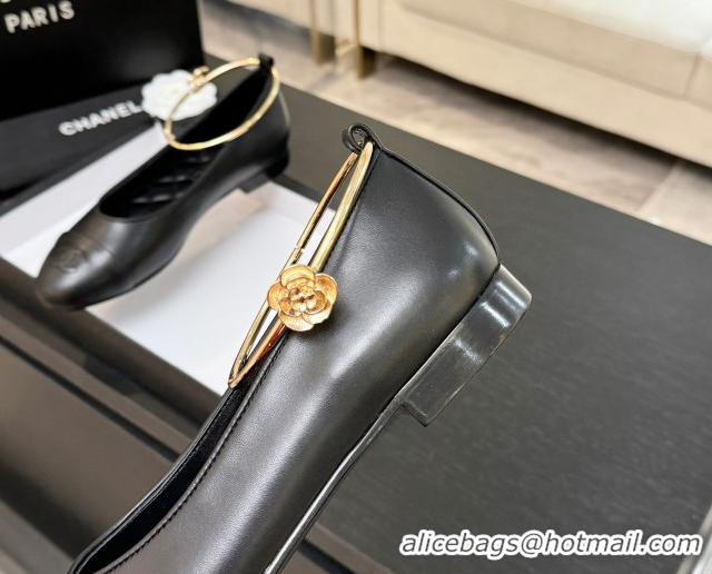 Best Price Chanel Lambskin Leather Ballet Flats with Logo Loop G46932 Black 2026