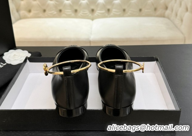 Best Price Chanel Lambskin Leather Ballet Flats with Logo Loop G46932 Black 2026