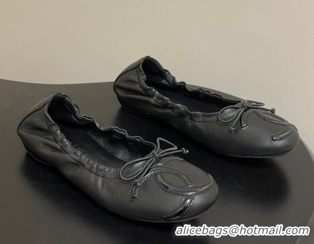 Stylish Chanel Lambskin Leather Ballet Flats with Maxi CC CH122402 Black 2026