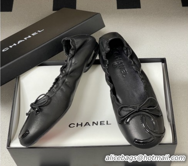Stylish Chanel Lambskin Leather Ballet Flats with Maxi CC CH122402 Black 2026