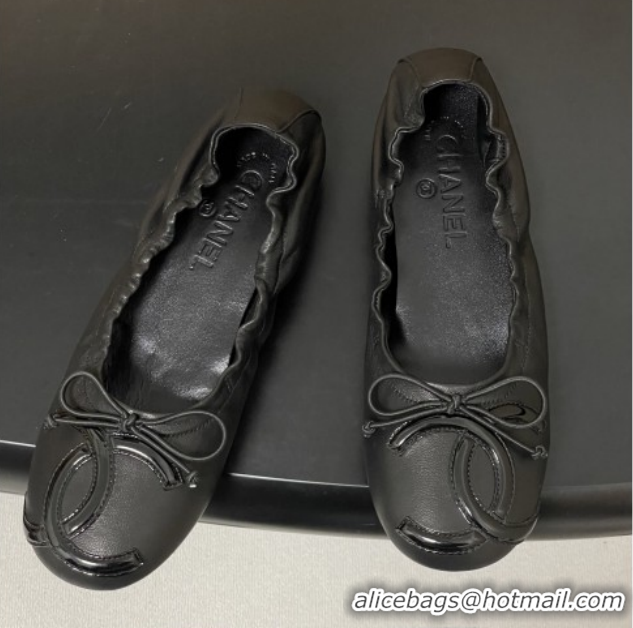 Stylish Chanel Lambskin Leather Ballet Flats with Maxi CC CH122402 Black 2026