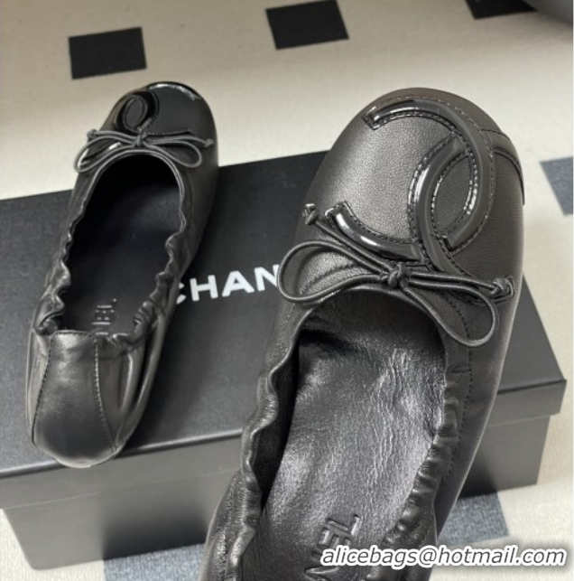 Stylish Chanel Lambskin Leather Ballet Flats with Maxi CC CH122402 Black 2026