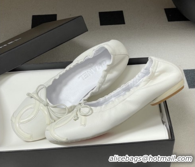 Best Product Chanel Lambskin Leather Ballet Flats with Maxi CC CH122402 White 2026