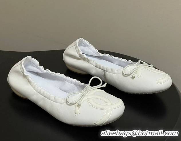 Best Product Chanel Lambskin Leather Ballet Flats with Maxi CC CH122402 White 2026