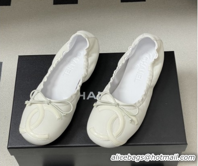Best Product Chanel Lambskin Leather Ballet Flats with Maxi CC CH122402 White 2026