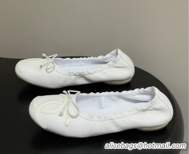 Best Product Chanel Lambskin Leather Ballet Flats with Maxi CC CH122402 White 2026