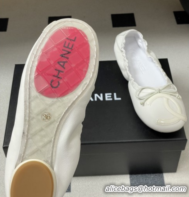 Best Product Chanel Lambskin Leather Ballet Flats with Maxi CC CH122402 White 2026