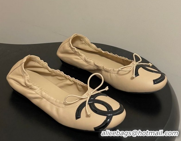 Good Quality Chanel Lambskin Leather Ballet Flats with Maxi CC CH122402 Beige 2026
