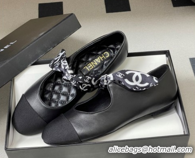 Good Looking Chanel Lambskin, Silk & Grosgrain Ballet Flats with Bow G46937 Black 2026