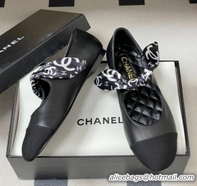 Good Looking Chanel Lambskin, Silk & Grosgrain Ballet Flats with Bow G46937 Black 2026