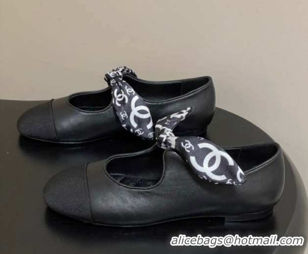 Good Looking Chanel Lambskin, Silk & Grosgrain Ballet Flats with Bow G46937 Black 2026