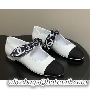 Unique Style Chanel Lambskin, Silk & Grosgrain Ballet Flats with Bow G46937 White 2026