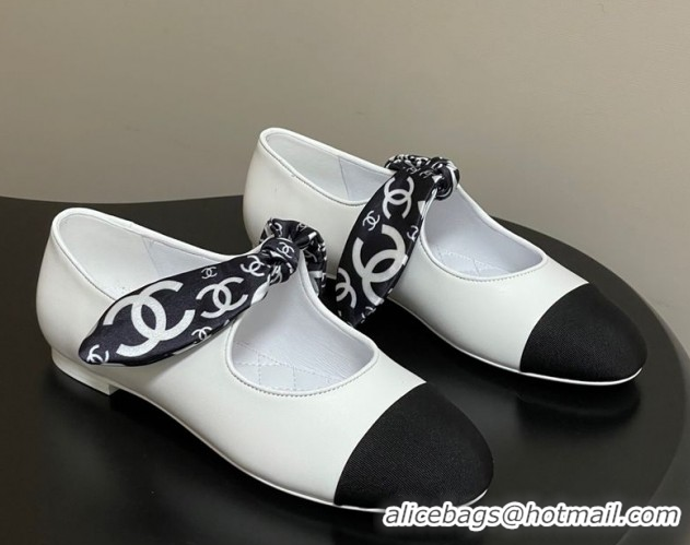 Unique Style Chanel Lambskin, Silk & Grosgrain Ballet Flats with Bow G46937 White 2026