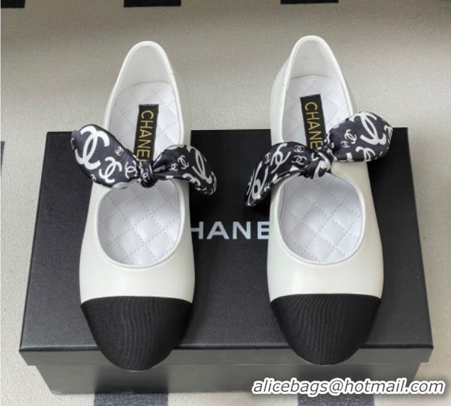 Unique Style Chanel Lambskin, Silk & Grosgrain Ballet Flats with Bow G46937 White 2026