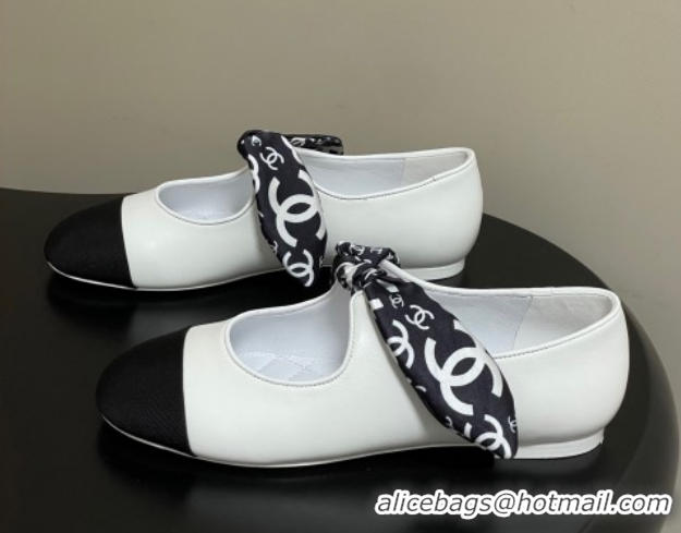 Unique Style Chanel Lambskin, Silk & Grosgrain Ballet Flats with Bow G46937 White 2026