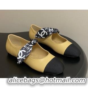 Luxurious Chanel Lambskin, Silk & Grosgrain Ballet Flats with Bow G46937 Beige 2026
