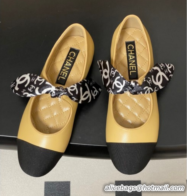 Luxurious Chanel Lambskin, Silk & Grosgrain Ballet Flats with Bow G46937 Beige 2026