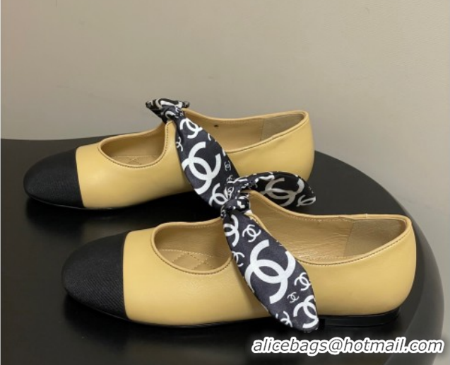 Luxurious Chanel Lambskin, Silk & Grosgrain Ballet Flats with Bow G46937 Beige 2026