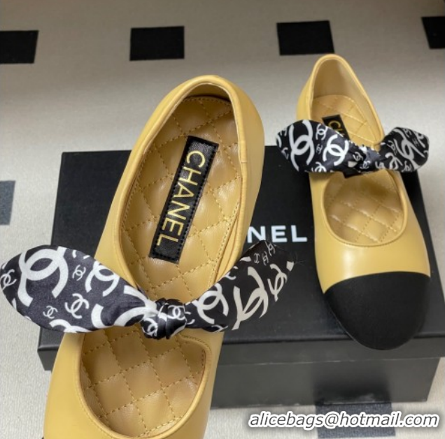 Luxurious Chanel Lambskin, Silk & Grosgrain Ballet Flats with Bow G46937 Beige 2026