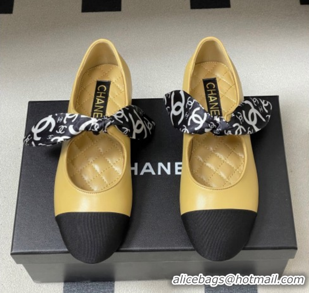 Luxurious Chanel Lambskin, Silk & Grosgrain Ballet Flats with Bow G46937 Beige 2026
