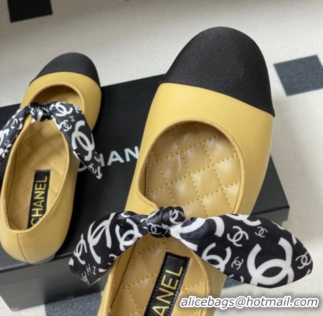 Luxurious Chanel Lambskin, Silk & Grosgrain Ballet Flats with Bow G46937 Beige 2026