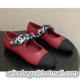 Most Popular Chanel Lambskin, Silk & Grosgrain Ballet Flats with Bow G46937 Red 2026