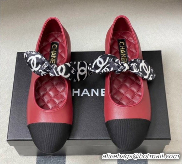 Most Popular Chanel Lambskin, Silk & Grosgrain Ballet Flats with Bow G46937 Red 2026
