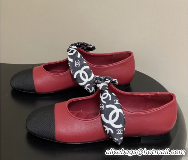 Most Popular Chanel Lambskin, Silk & Grosgrain Ballet Flats with Bow G46937 Red 2026