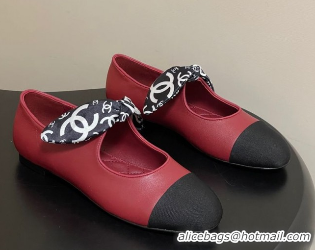 Most Popular Chanel Lambskin, Silk & Grosgrain Ballet Flats with Bow G46937 Red 2026