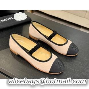 Durable Chanel Suede & Grosgrain Mary Janes Ballet Flats with Bow G46542 Nude 2026