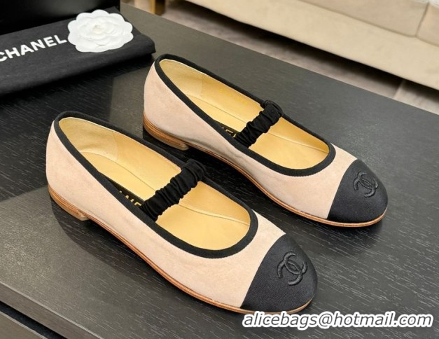 Durable Chanel Suede & Grosgrain Mary Janes Ballet Flats with Bow G46542 Nude 2026