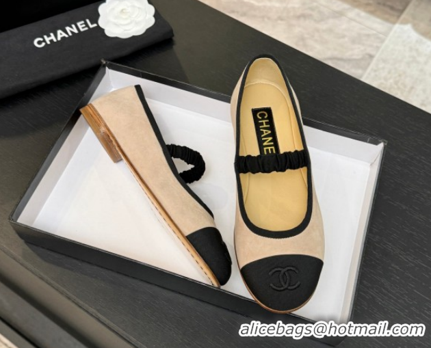 Durable Chanel Suede & Grosgrain Mary Janes Ballet Flats with Bow G46542 Nude 2026