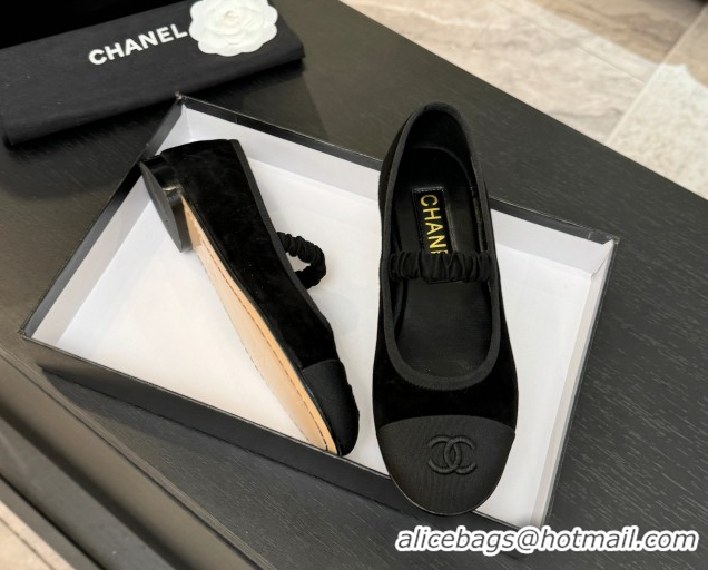 Top Design Chanel Suede & Grosgrain Mary Janes Ballet Flats with Bow G46542 Black 2026
