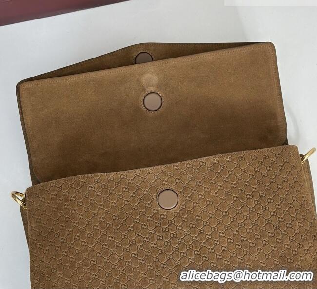Top Grade Gucci Large shoulder bag with chain in GG Suede 857362 Brown 2026